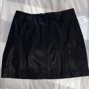 NWT Free People black leather skirt 12